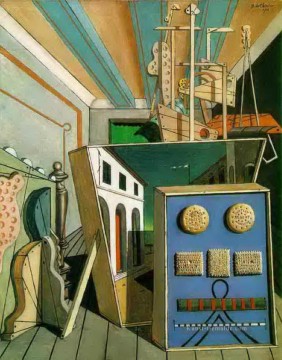 Giorgio de Chirico Werke - Metaphysisches Interieur mit Keksen 1916 Giorgio de Chirico Metaphysischer Surrealismus